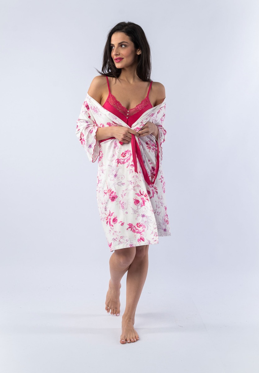  Σετ Ρόμπα - Νυχτικό Pink Lace Floral 12850 2025