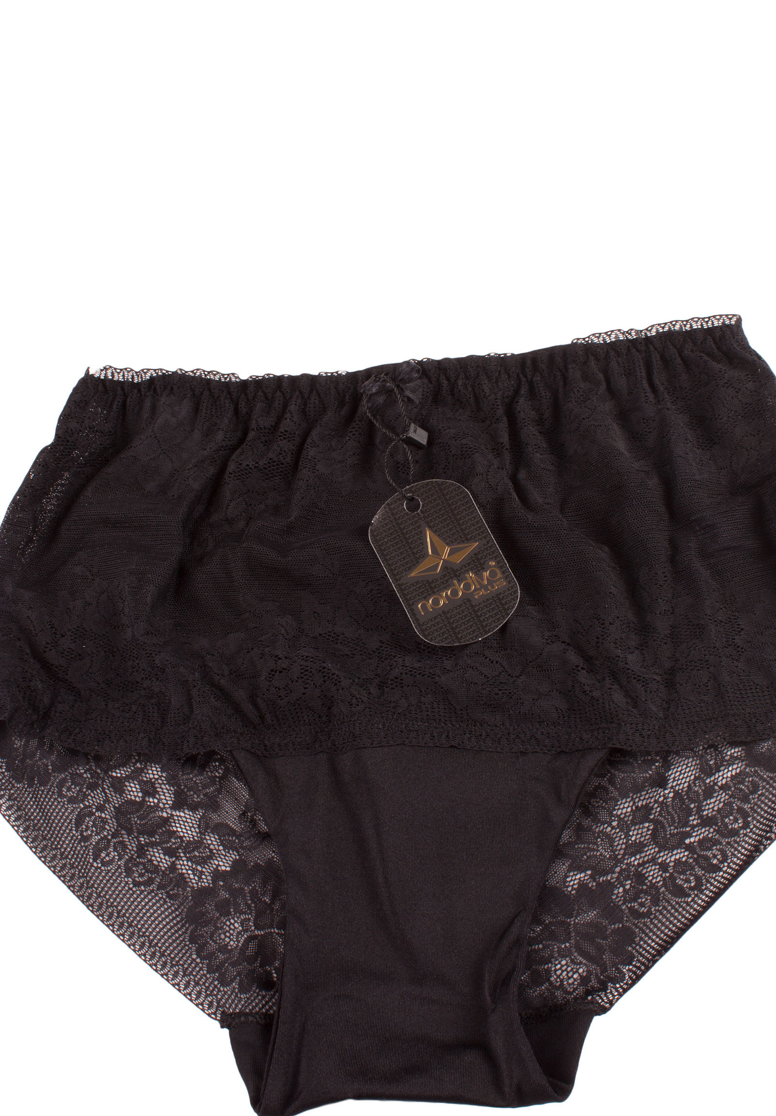 Σλιπ ψηλόμεσο δαντελένιο Plus Size Elizabeth ELIZABETH-Μαύρο φωτογραφία