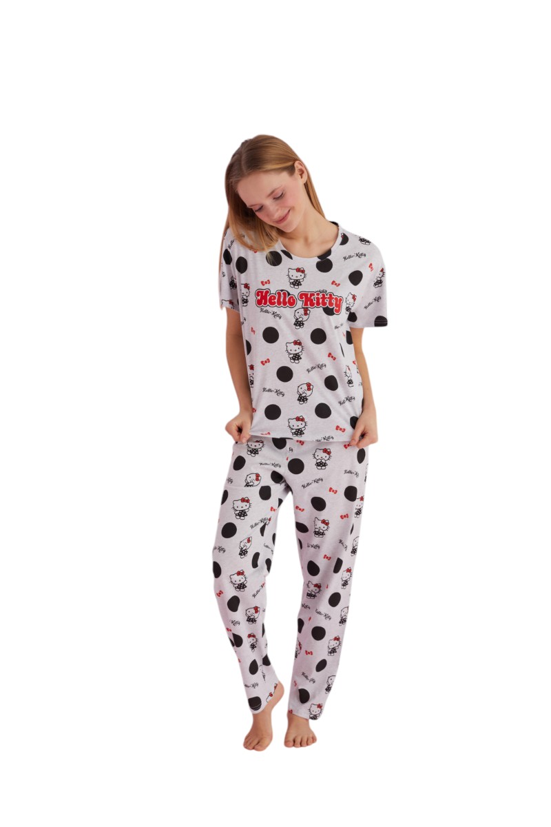 Sexen Πιτζάμα γυναικεία Hello Kitty Spotted Sexen HK014A-Γκρι