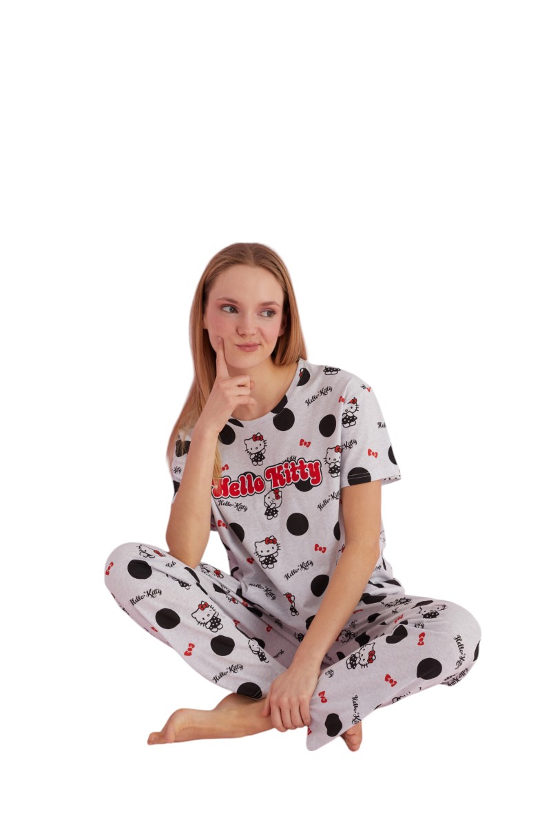 Πιτζάμα γυναικεία Hello Kitty Spotted Sexen HK014A-Γκρι φωτογραφία