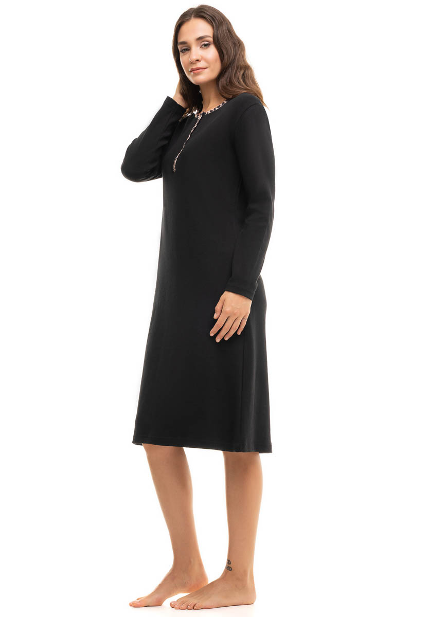 Νυχτικό βαμβακερό Cherry Black Leopar CHR10134-Μαύρο φωτογραφία