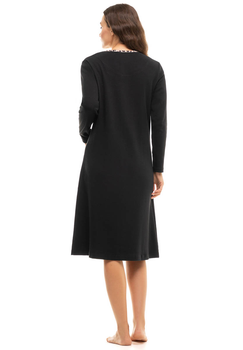 Νυχτικό βαμβακερό Cherry Black Leopar CHR10134-Μαύρο φωτογραφία