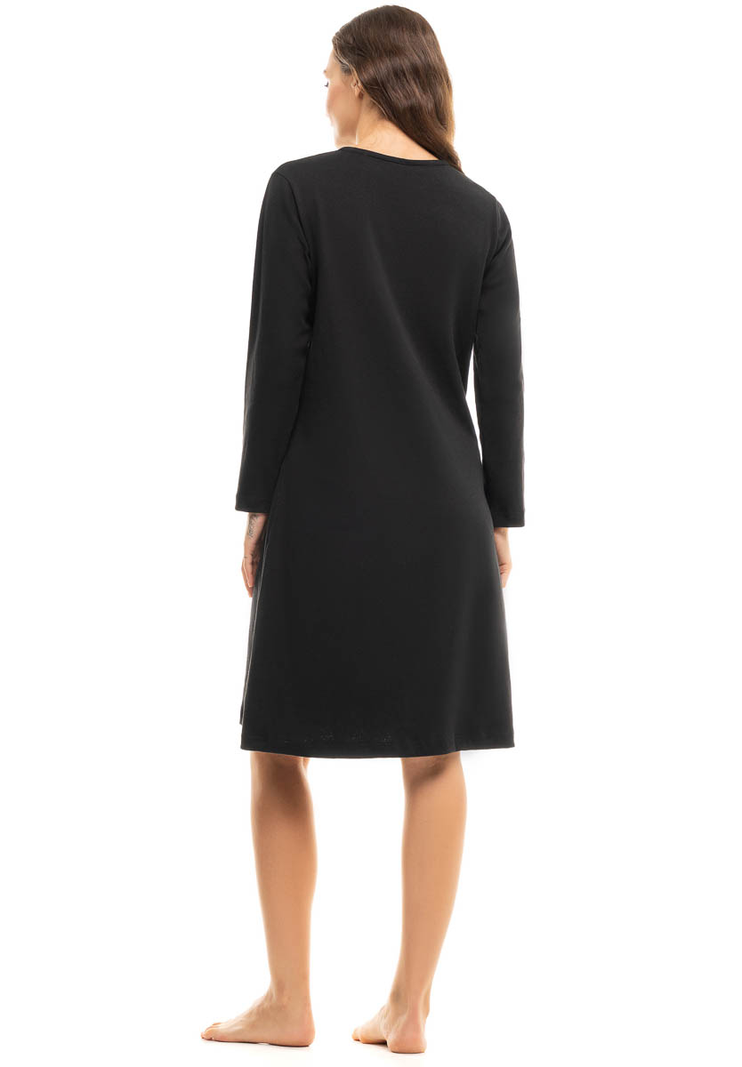 Νυχτικό βαμβακερό Cherry Black White Hearts CHR121-Μαύρο φωτογραφία