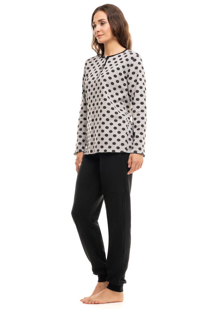 Πιτζαμα γυναικεία βαμβακερή CHERRY Γκρι Πουα CHR1140-Γκρι φωτογραφία