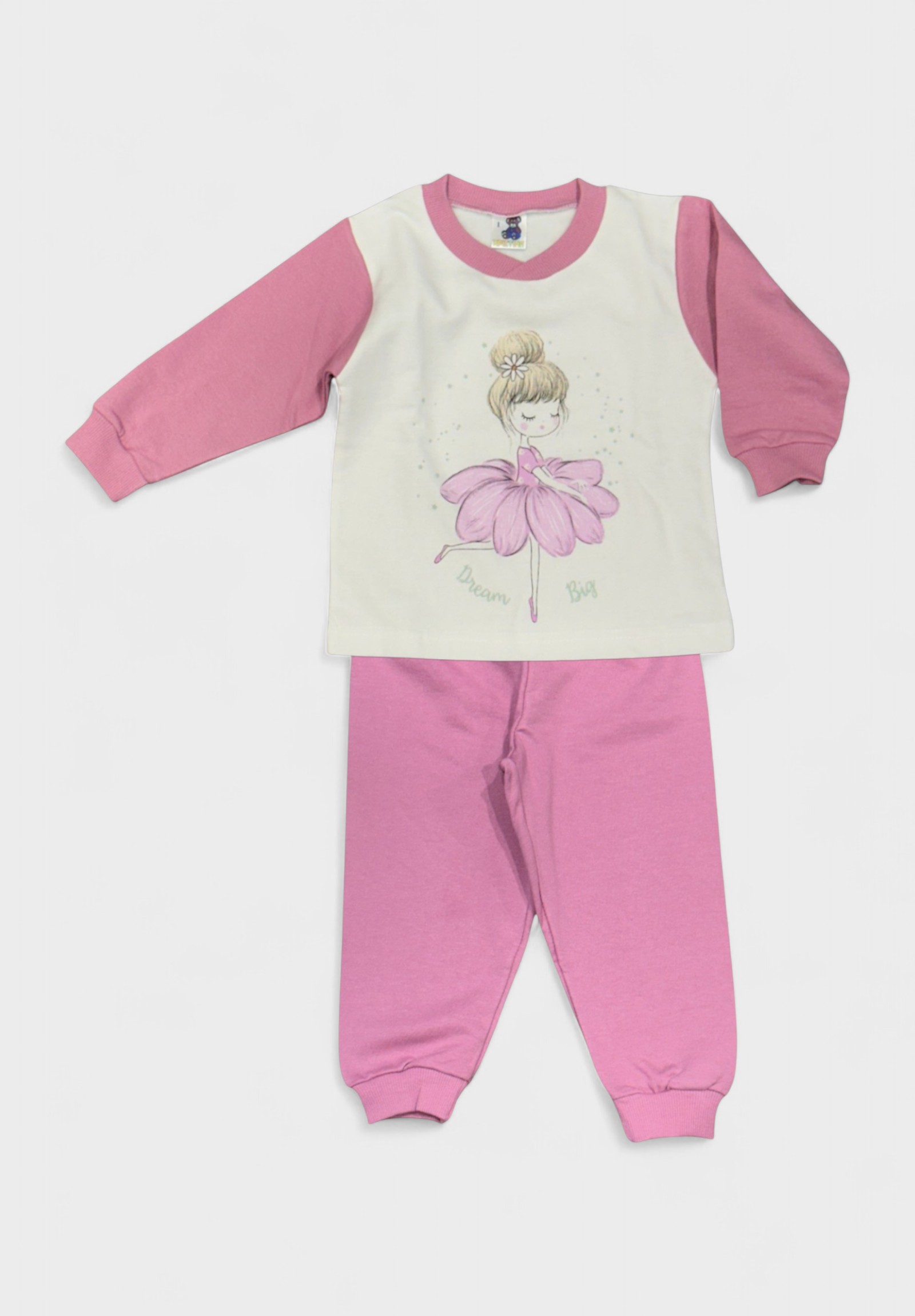 Πιτζάμα Βρεφική Βαμβακερή Φούτερ Χριστίνα Ballerina 100% Βαμβάκι Σάπιο Μήλο CHR203-1-Σάπιο Μήλο φωτογραφία