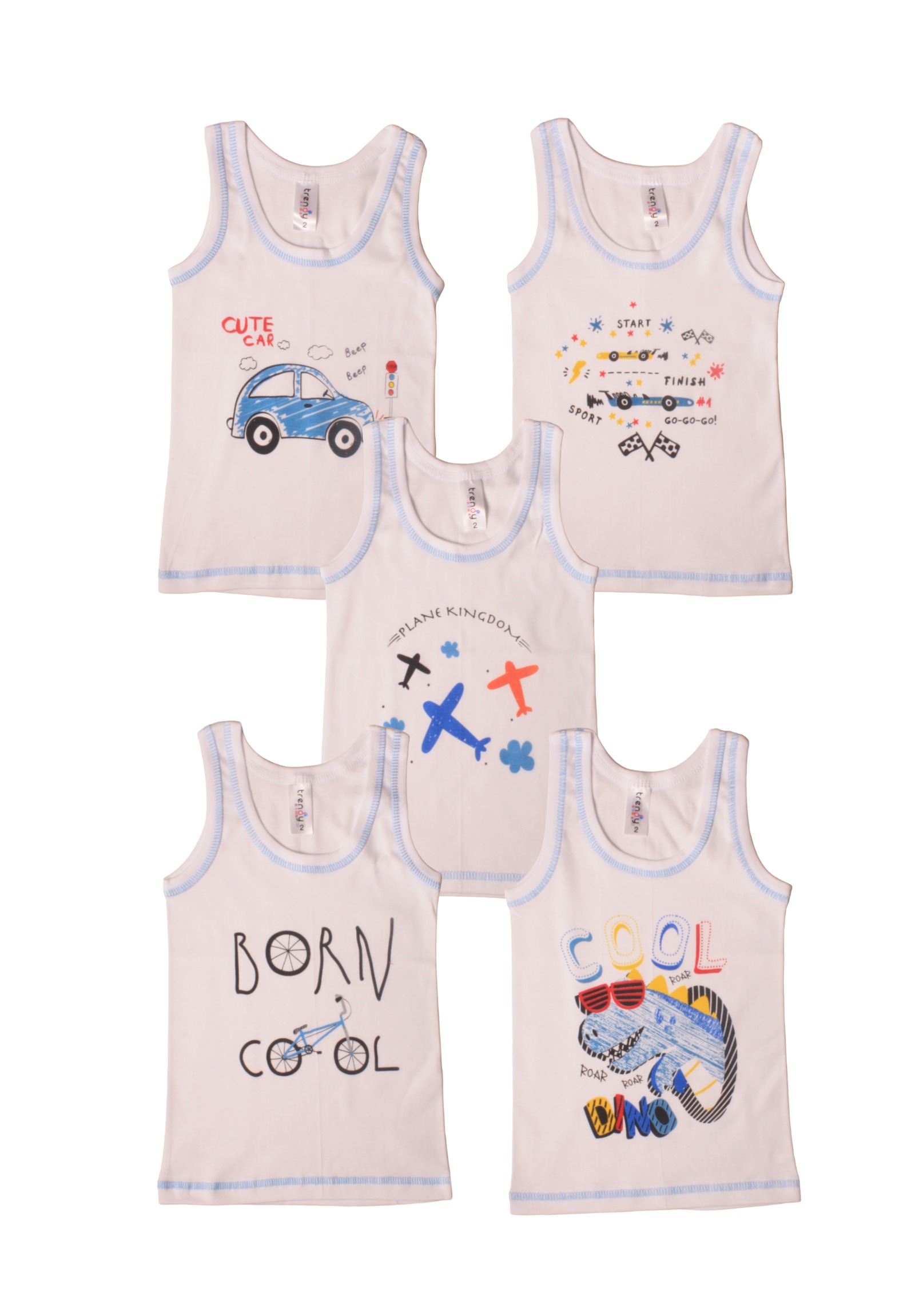 Trendy Φανελάκια παιδικά αμάνικα με τύπωμα Trendy fanP03-Λευκό