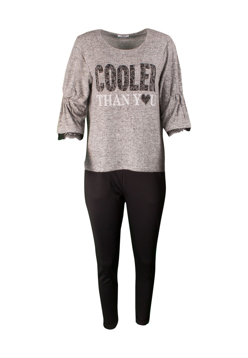 Φόρμα γυναικεία με δαντέλα στο μανίκι 20362 φωτογραφία