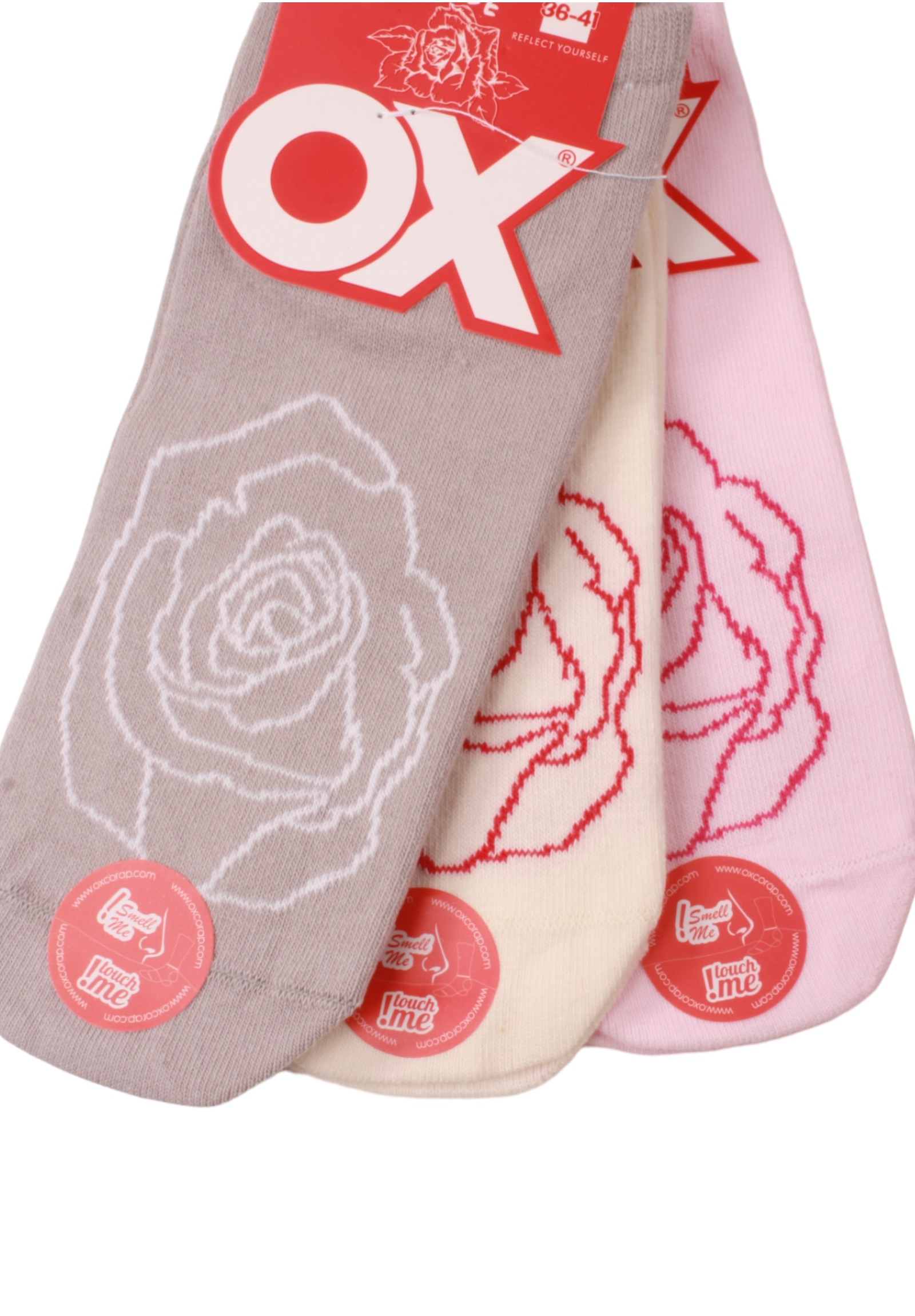 Σοσόνια γυναικεία βαμβακερά OX Socks Rose με άρωμα τριαντάφυλλο σε συσκευασία 3 τεμαχίων OX555RS-Πολύχρωμο φωτογραφία