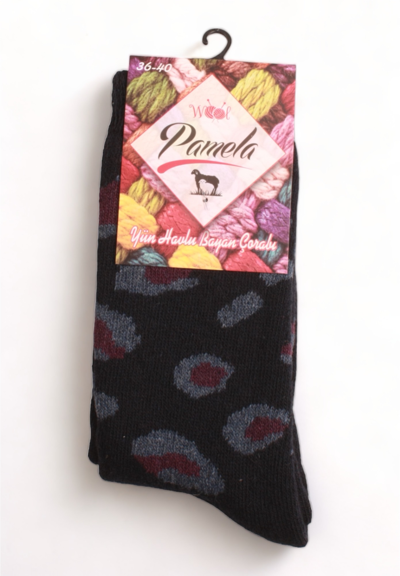  Κάλτσα γυναικεία μάλλινη Pamela Lambswool Animal Print PMLWL01-Μπλε 2025