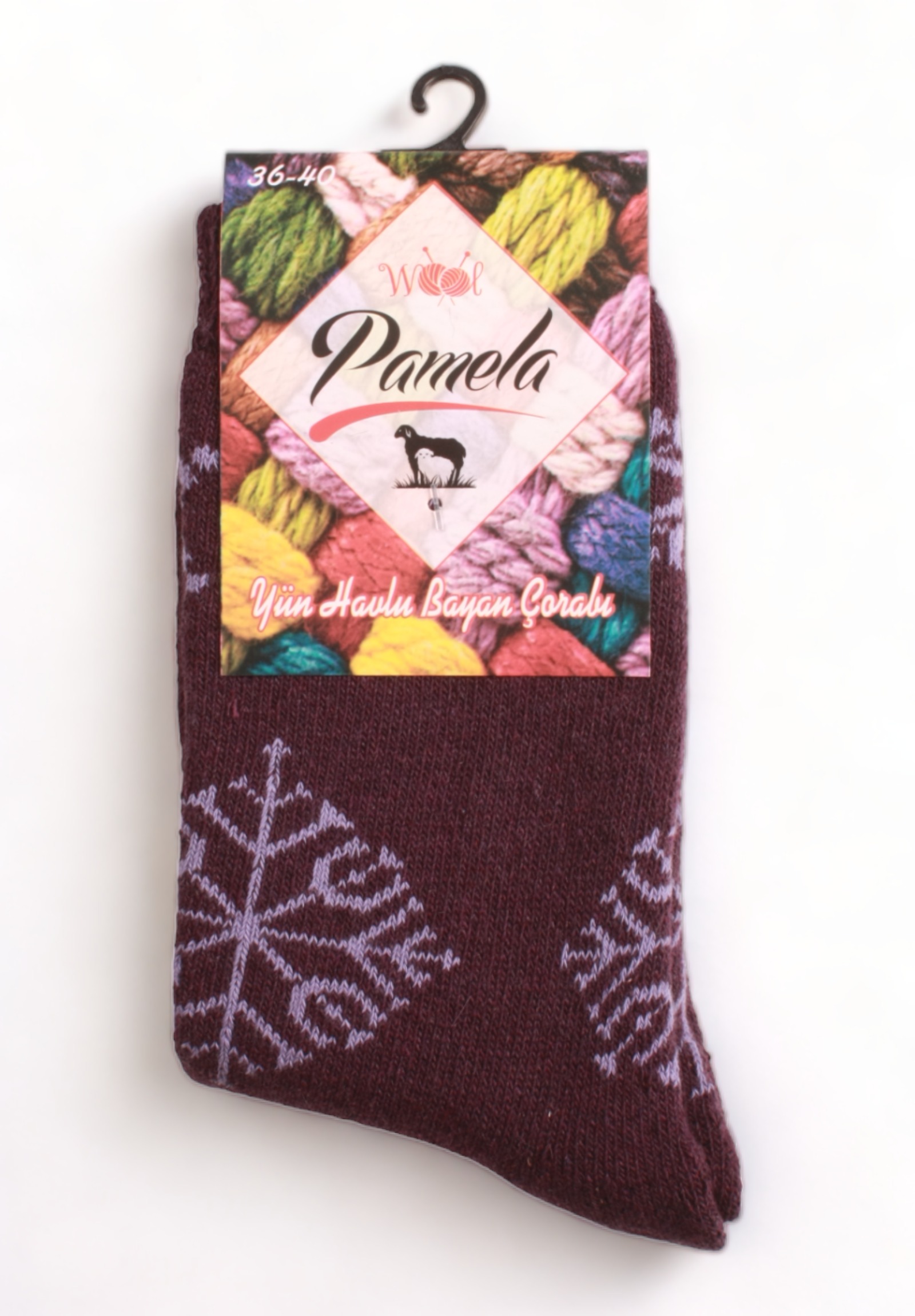  Κάλτσα γυναικεία μάλλινη Pamela Lambswool Snowflakes PMLWL02-Μωβ 2025
