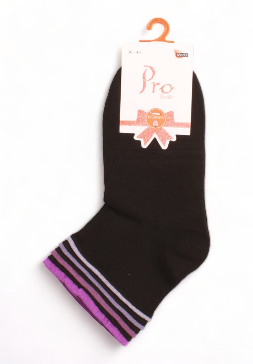 Κάλτσες γυναικείες Modal Pro Socks Soft ημίκοντες Colors 28603-Μαύρο - Μωβ φωτογραφία