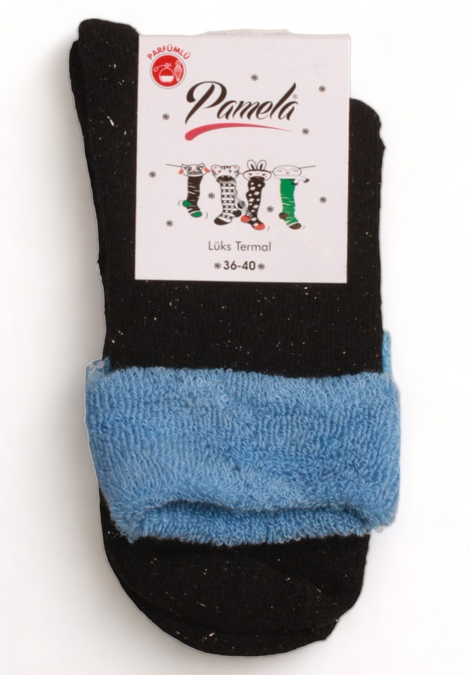  Κάλτσα γυναικεία ημίκοντη πετσετέ Pamela Lurex PML360-Γαλάζιο 2025
