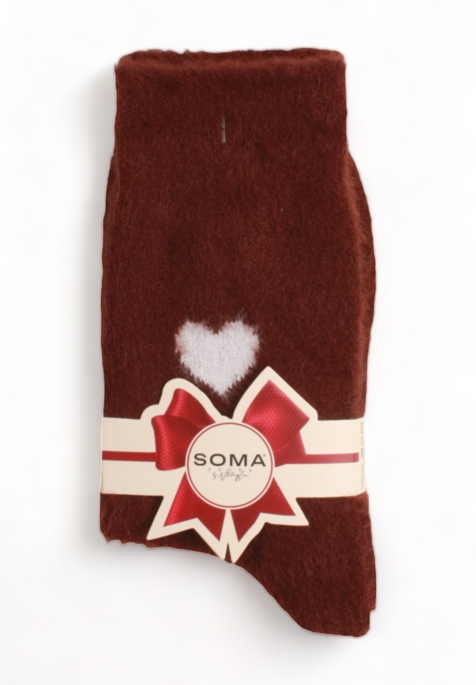  Κάλτσα γυναικεία μάλλινη Soma Softwool Heart SMW01-Καφέ 2025