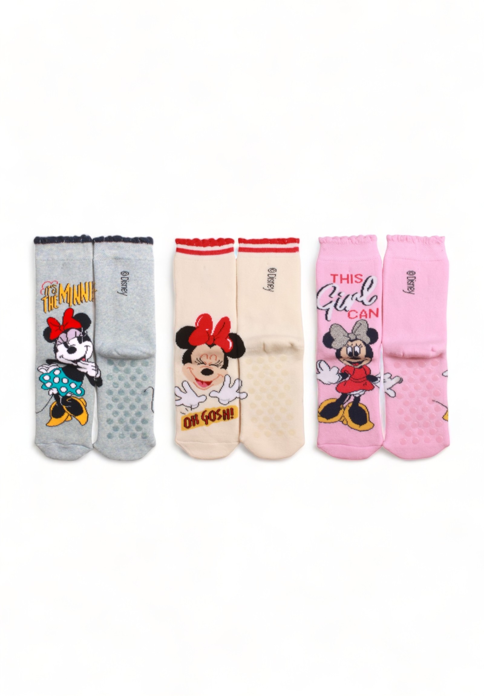 Cimpa Κάλτσες παιδικές πετσετέ με τάπες Minnie Mouse 3 Τεμ. MN20506-Πολύχρωμο