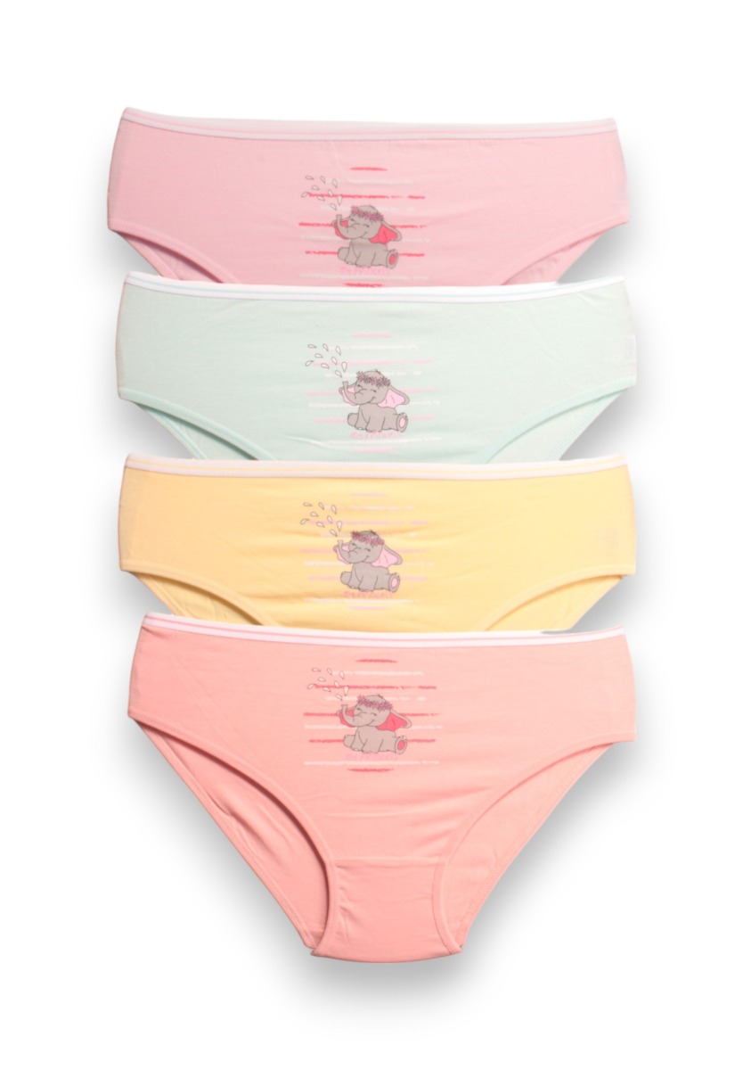 Berrak Σλιπάκια για κορίτσια βαμβακερά Berrak Elephant σε οικονομικό πακέτο 4 τεμαχίων BRK6880-Πολύχρωμο