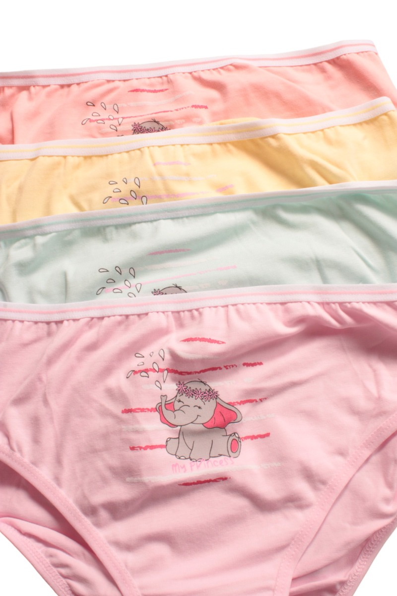 Σλιπάκια για κορίτσια βαμβακερά Berrak Elephant σε οικονομικό πακέτο 4 τεμαχίων BRK6880-Πολύχρωμο φωτογραφία