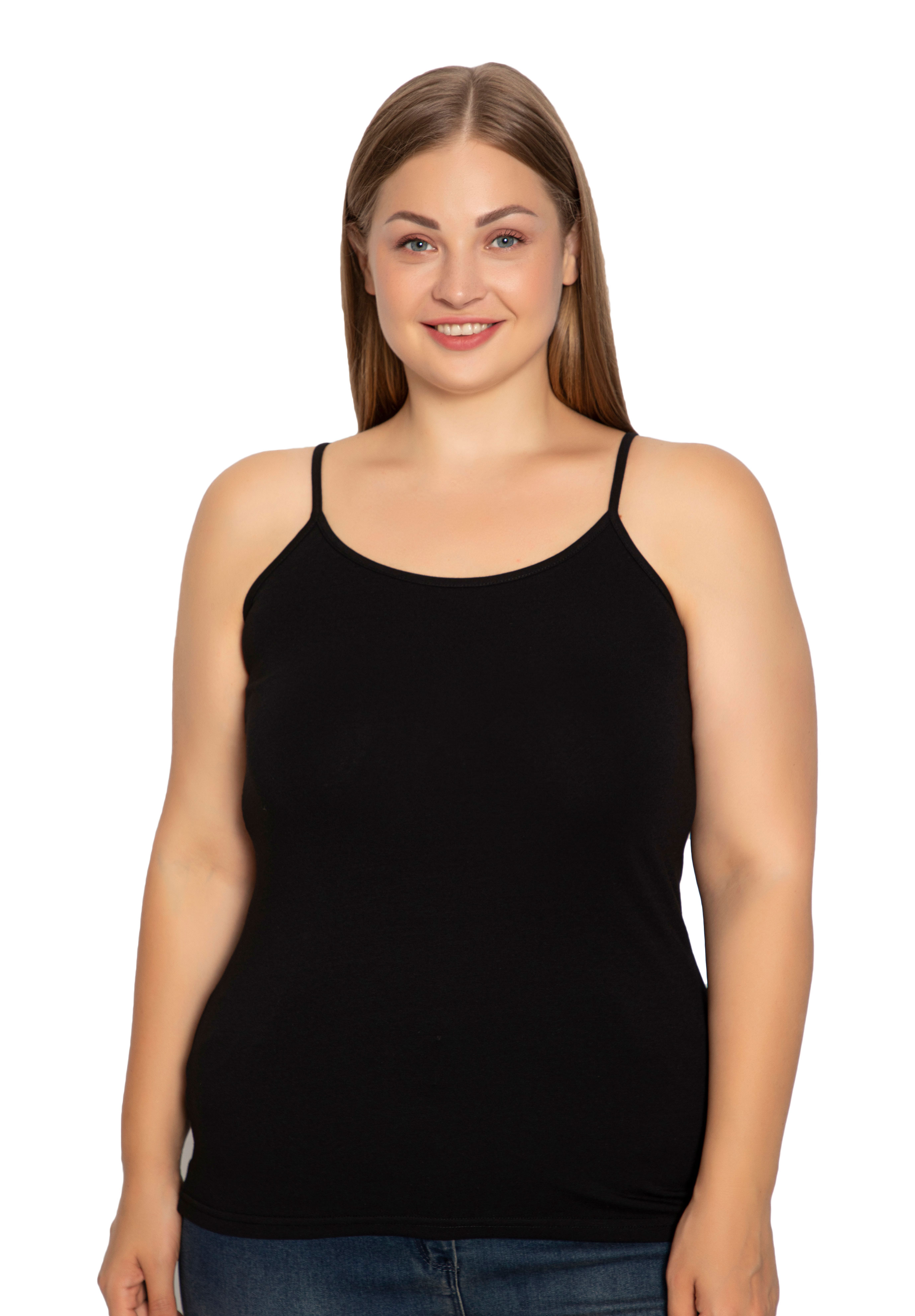  Φανελάκι γυναικείο Plus Size Siyah Inci με λεπτή τιράντα Basic SI678-Μαύρο 2025