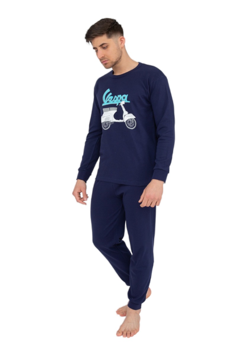 Πιτζάμα ανδρική βαμβακερή Nina Club Vespa NC700VSPA-Μπλε φωτογραφία