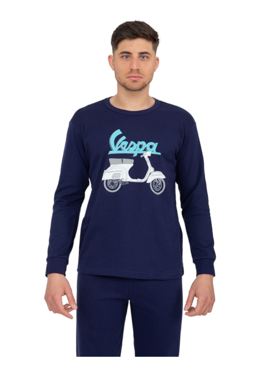 Πιτζάμα ανδρική βαμβακερή Nina Club Vespa NC700VSPA-Μπλε φωτογραφία