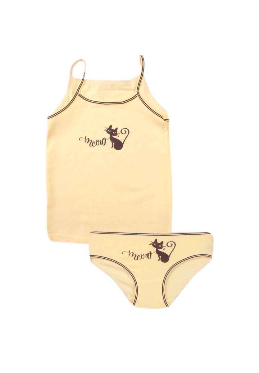 Donella Σετ φανελάκι σλιπάκι παιδικό Cat 1671FM-Κίτρινο