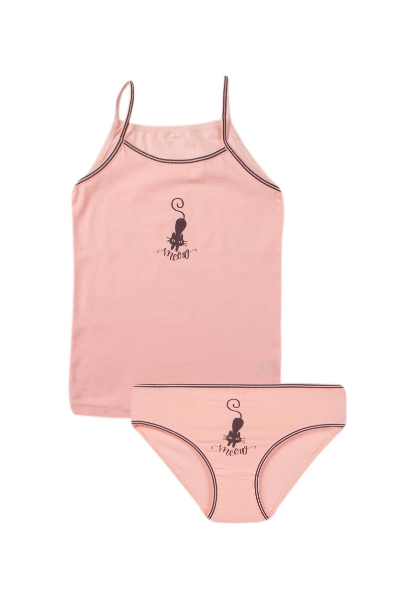 Donella Σετ φανελάκι σλιπάκι παιδικό Cat 1671FM-Σομόν