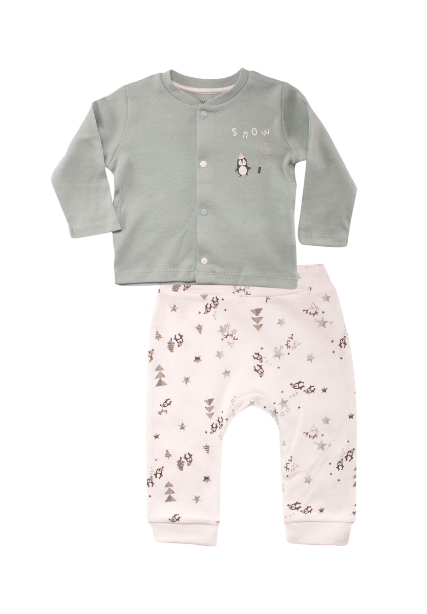 Closet22 Πιτζάμα βρεφική Biorganic Snow Penguin με κουμπάκια 59672