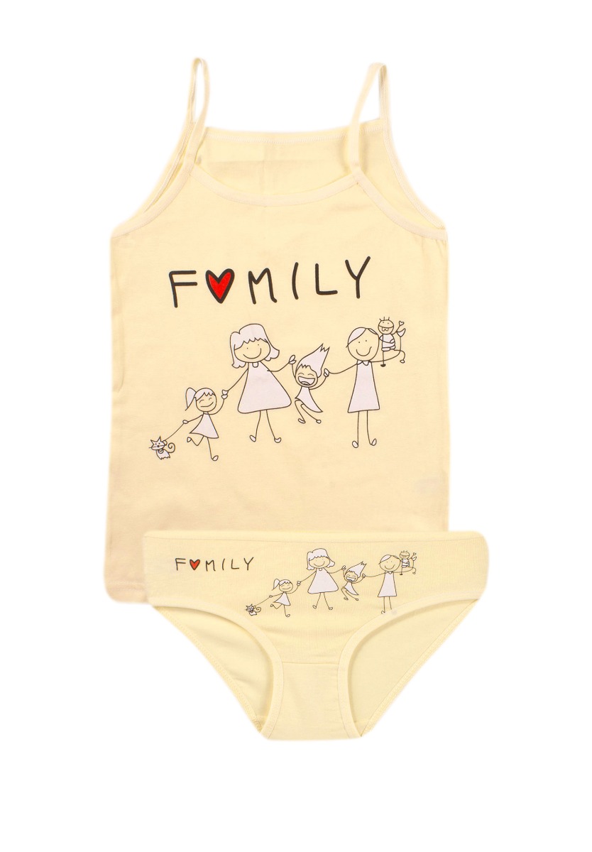Donella Σετ φανελάκι σλιπάκι παιδικό Family 165034-Κίτρινο