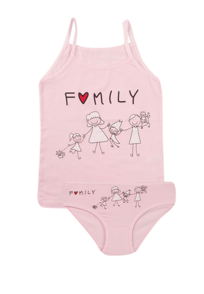 Donella Σετ φανελάκι σλιπάκι παιδικό Family 165034-Ροζ