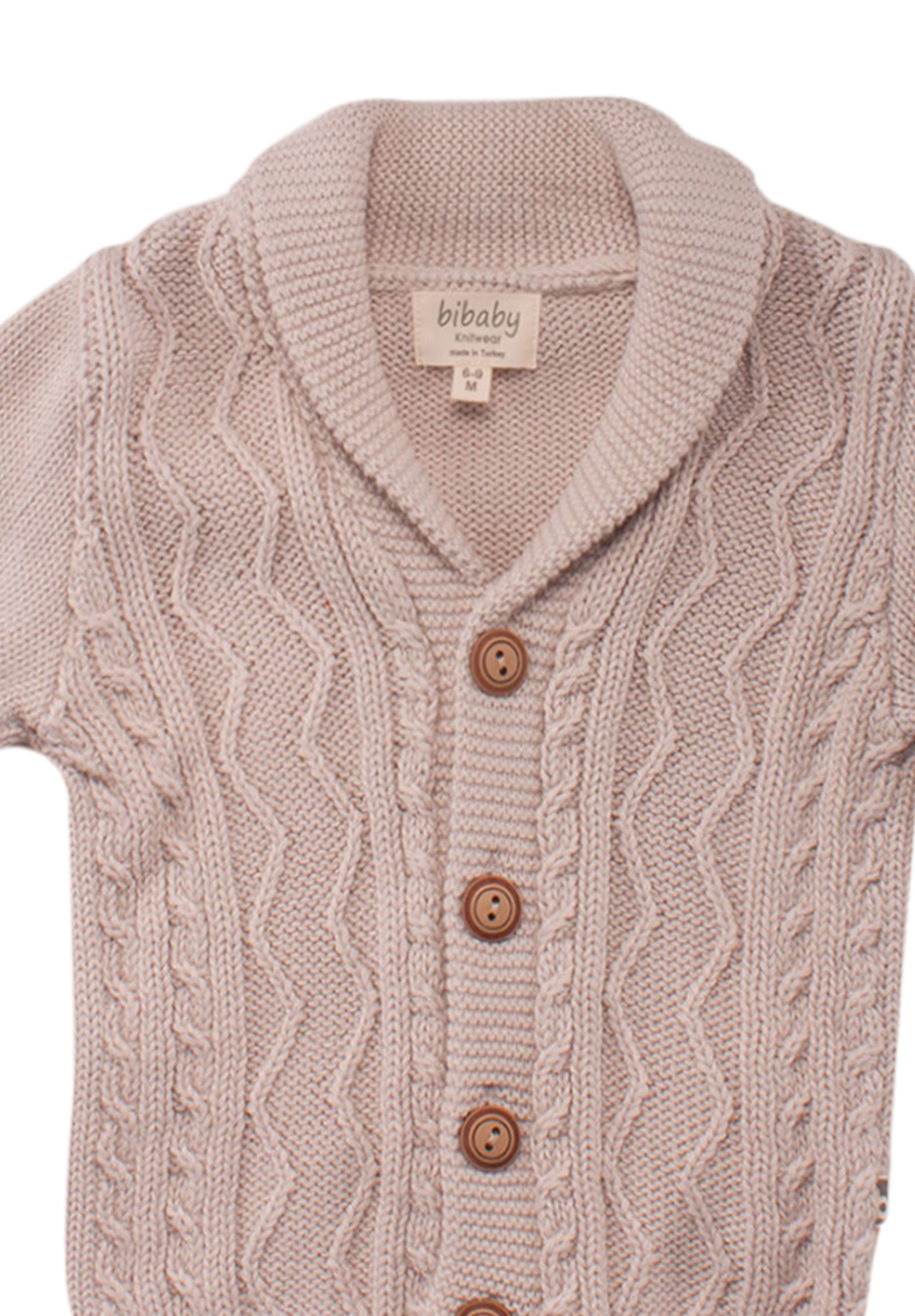 Ζακέτα πλεκτή βρεφική Bi Baby με κουμπάκια 61375-Μπεζ φωτογραφία
