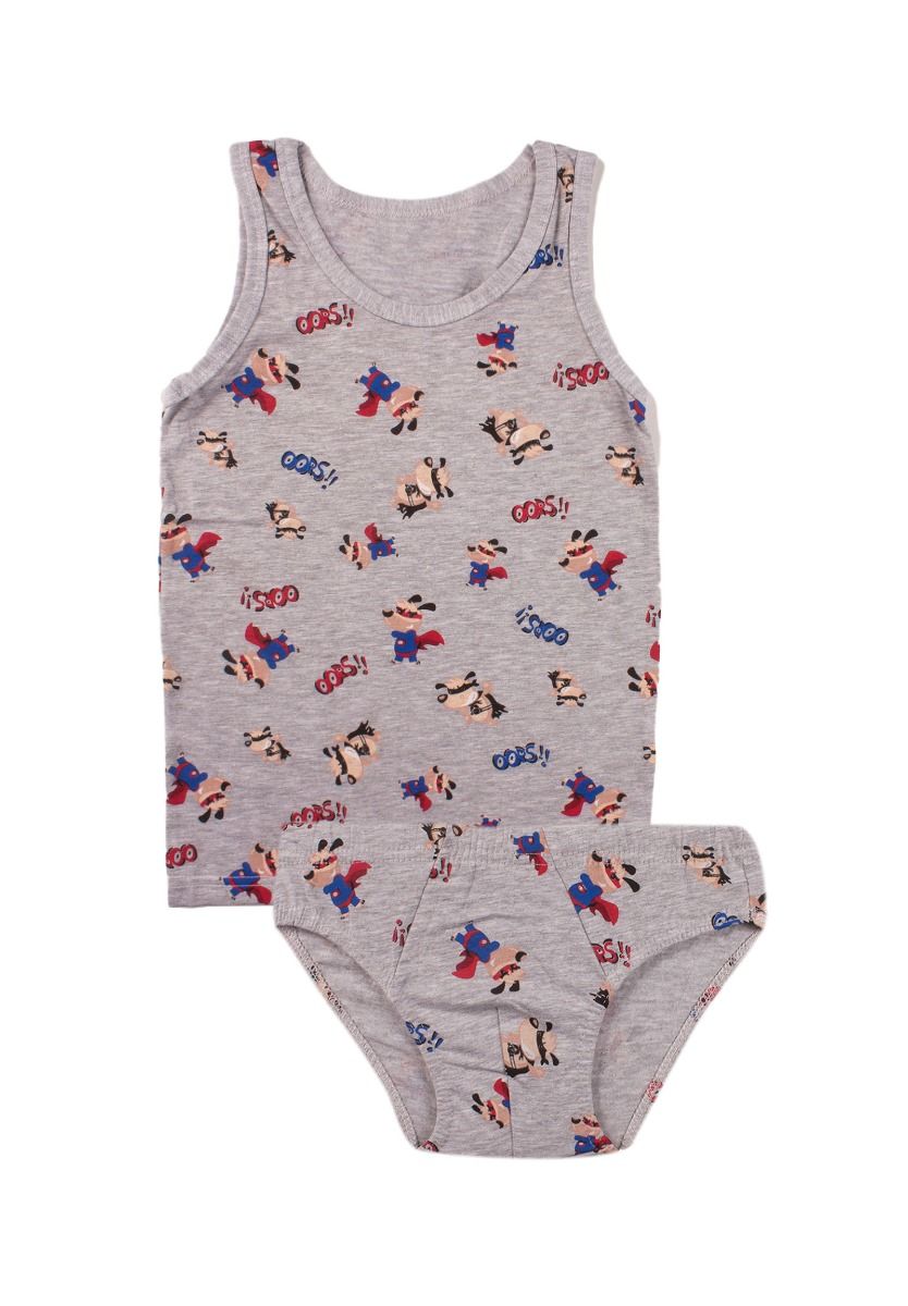 Donella Σετ φανελάκι σλιπάκι παιδικό Super Dog 11668-Γκρι