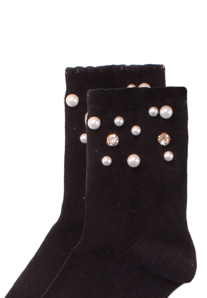 Κάλτσες παιδικές με πέρλες και στρας Black 68307A φωτογραφία