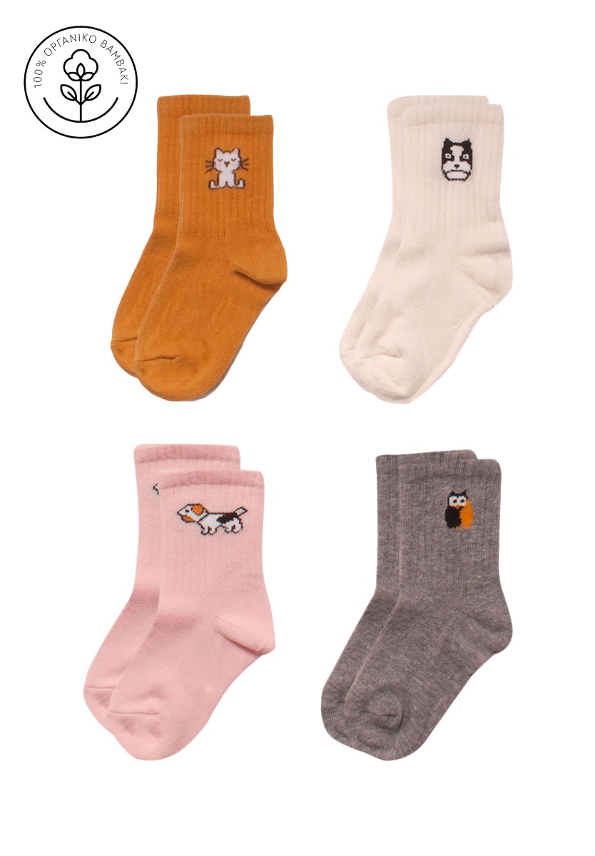Biorganic Κάλτσες παιδικές με οργανικό βαμβάκι Animals 4 Τεμ. 68425