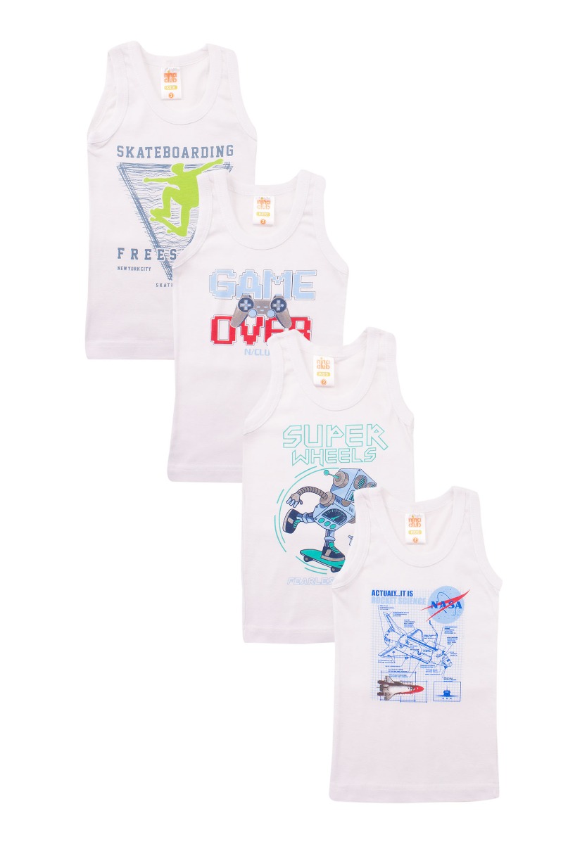 Nina Club Φανελάκια παιδικά βαμβακερά αμάνικα Nina Club σετ 4 τεμ. W21NINA90AG