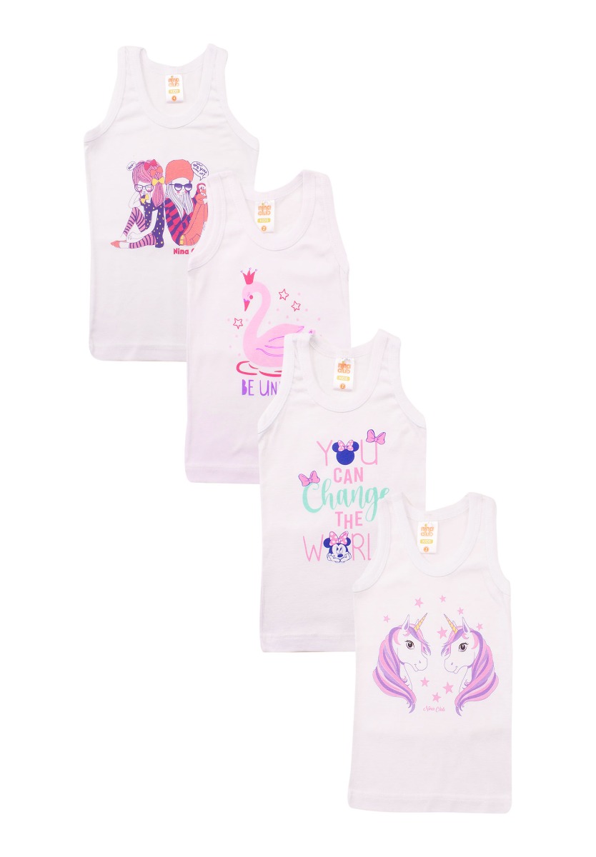 Nina Club Φανελάκια παιδικά βαμβακερά Nina Club αμάνικα σετ 4 τεμ. NC90G