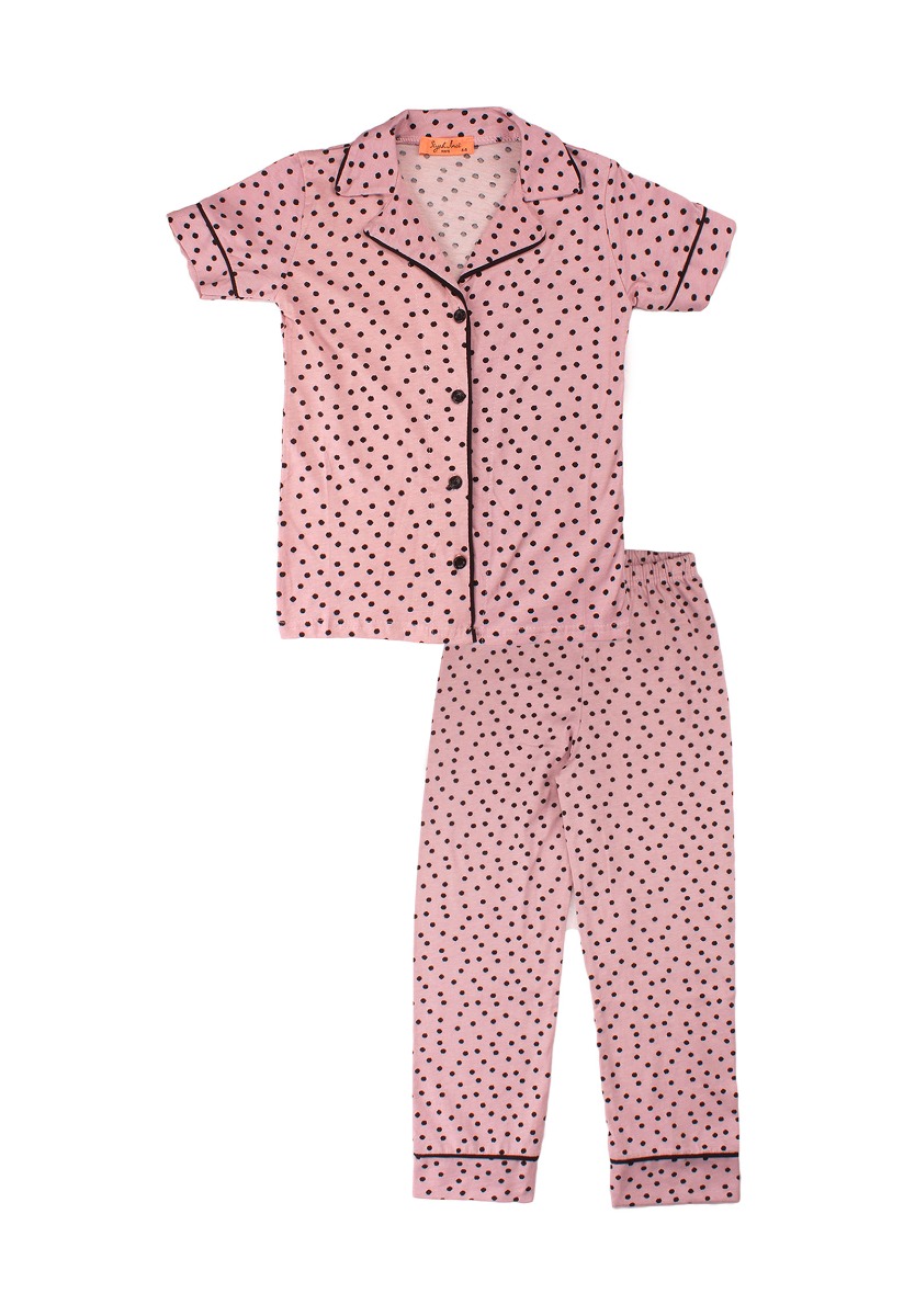 Sexen Πιτζάμα παιδική-εφηβική με κουμπιά Pink Dots 55676K