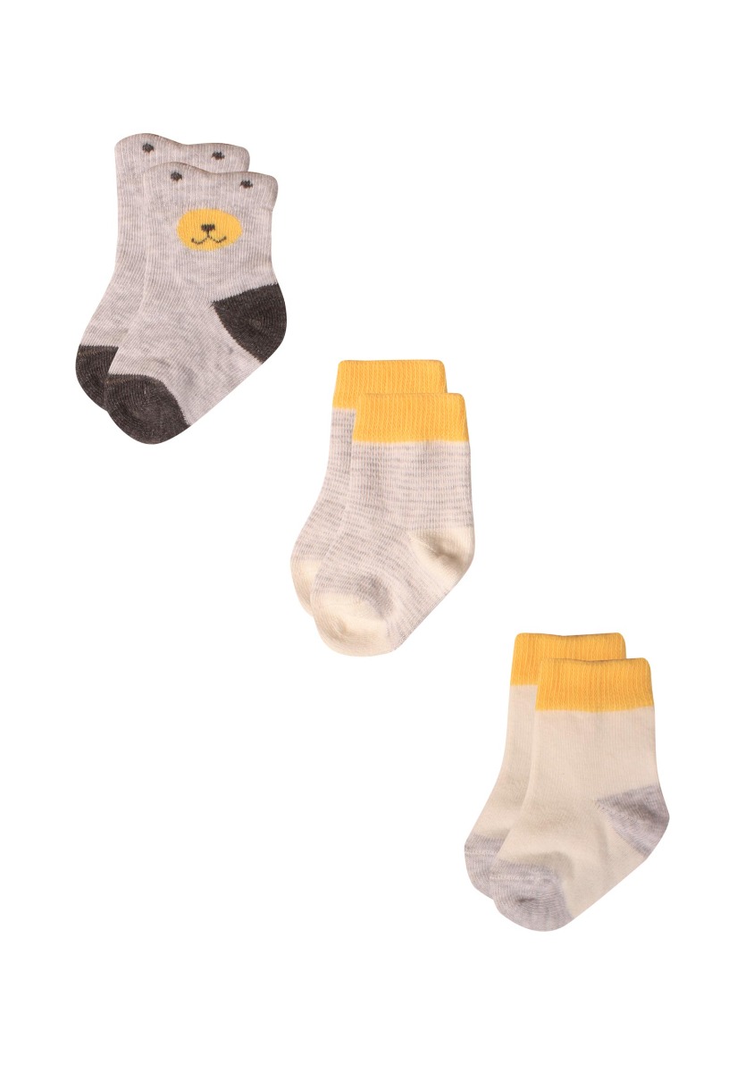 Bi Baby Καλτσάκια bebe με οργανικό βαμβάκι Yellow Bear 3 τεμ. 68363A