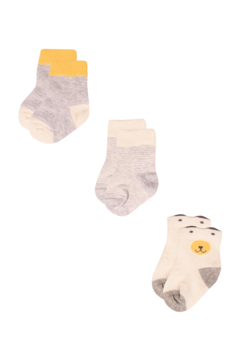 Bi Baby Καλτσάκια bebe με οργανικό βαμβάκι Grey Bear 3 τεμ. 68363B