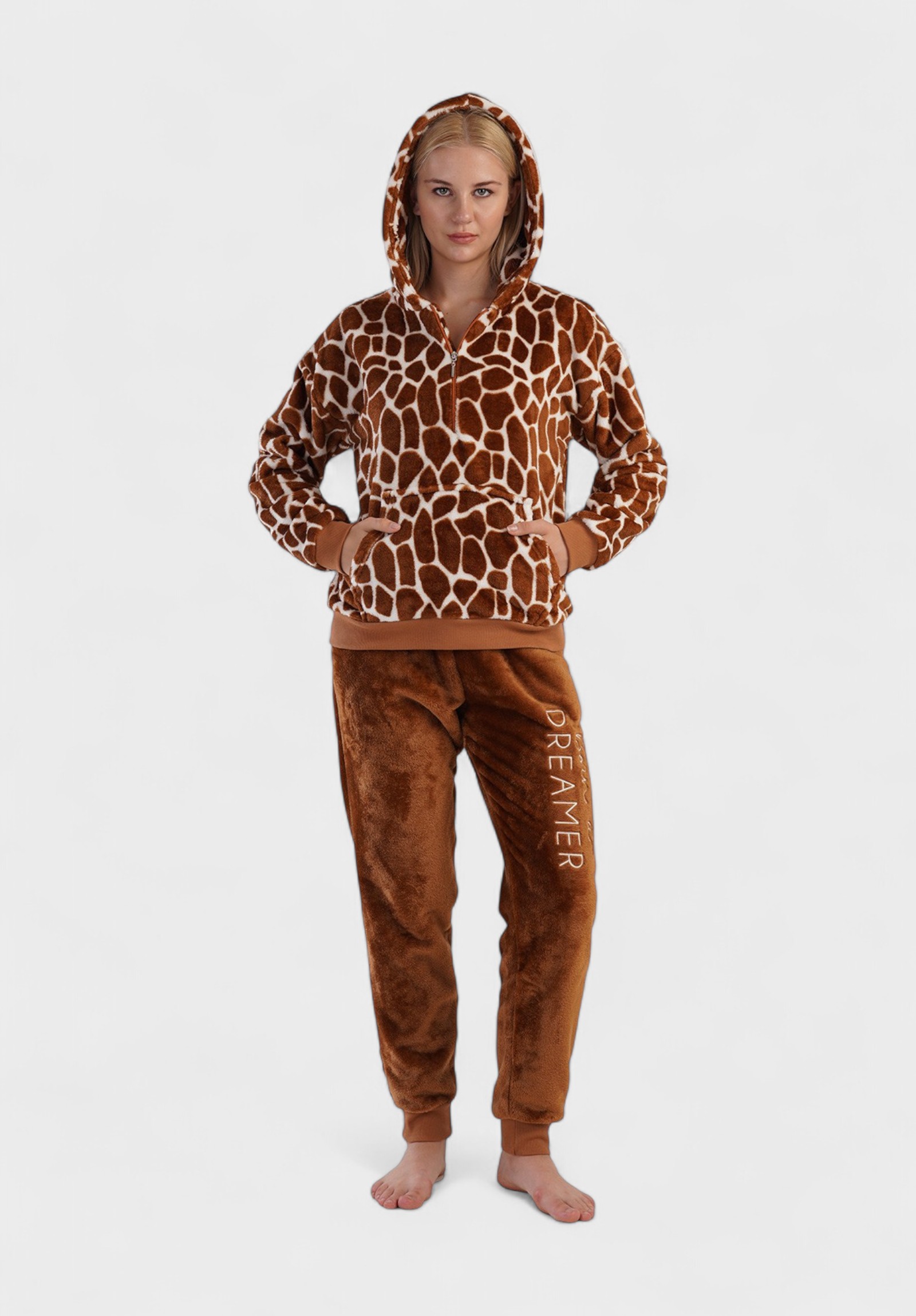 Γυναικεία Πιτζάμα Vienetta “Dreamer” με Κουκούλα – Καφέ VNT0417-Καφέ φωτογραφία