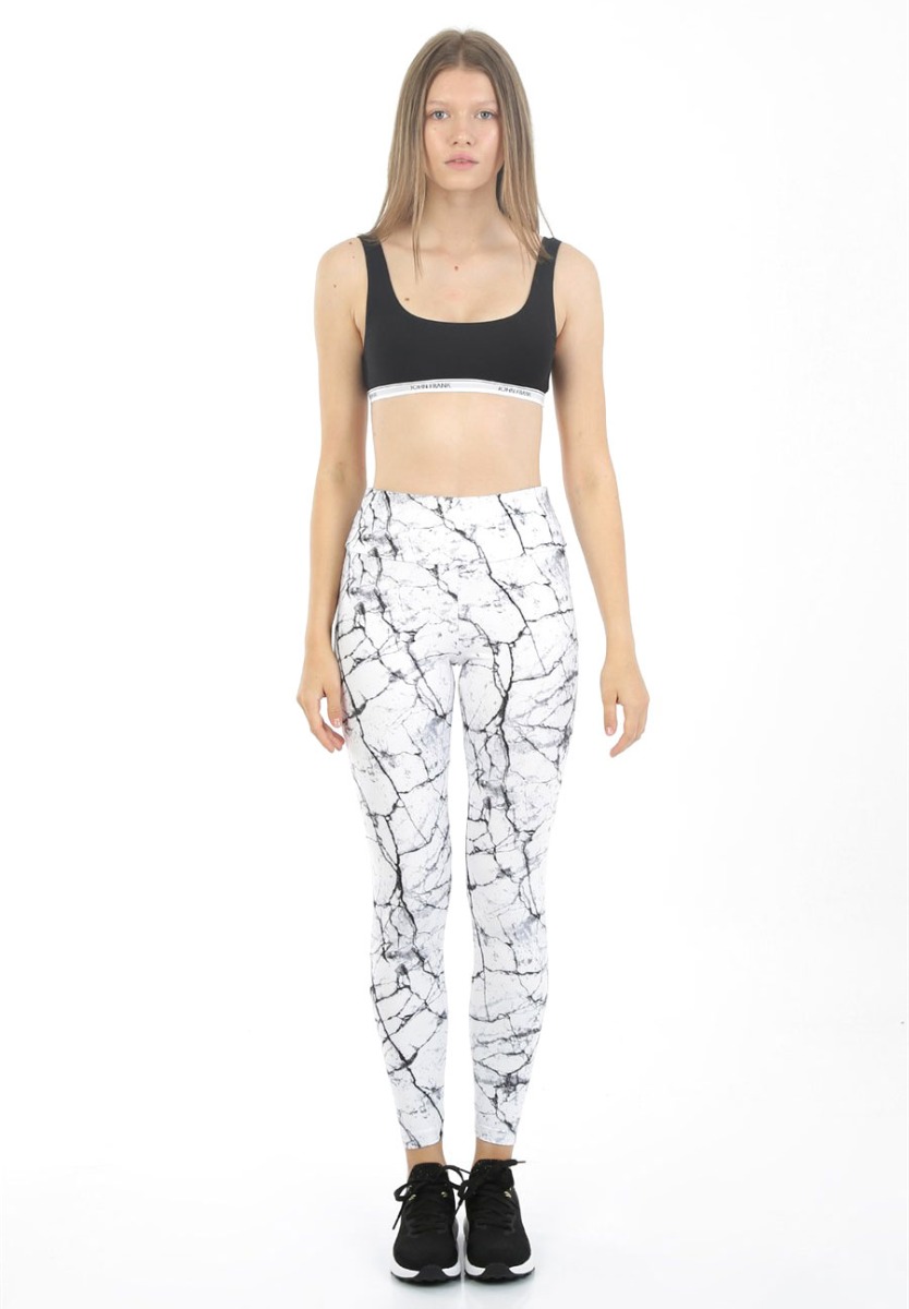 Κολάν γυναικείο αθλητικό John Frank White Marble WJFLEG05A φωτογραφία