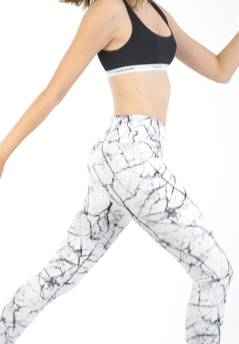 Κολάν γυναικείο αθλητικό John Frank White Marble WJFLEG05A φωτογραφία