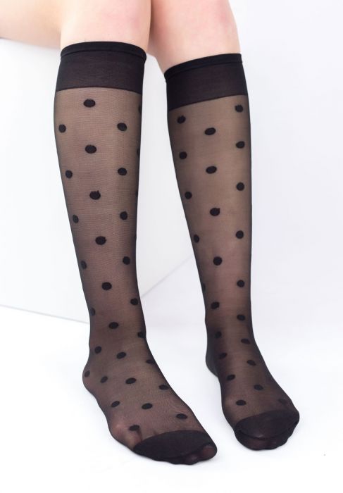  Κάλτσα μέχρι το γόνατο με σχέδιο Poua Dots Linea D'oro LDK241-Μαύρο 2025