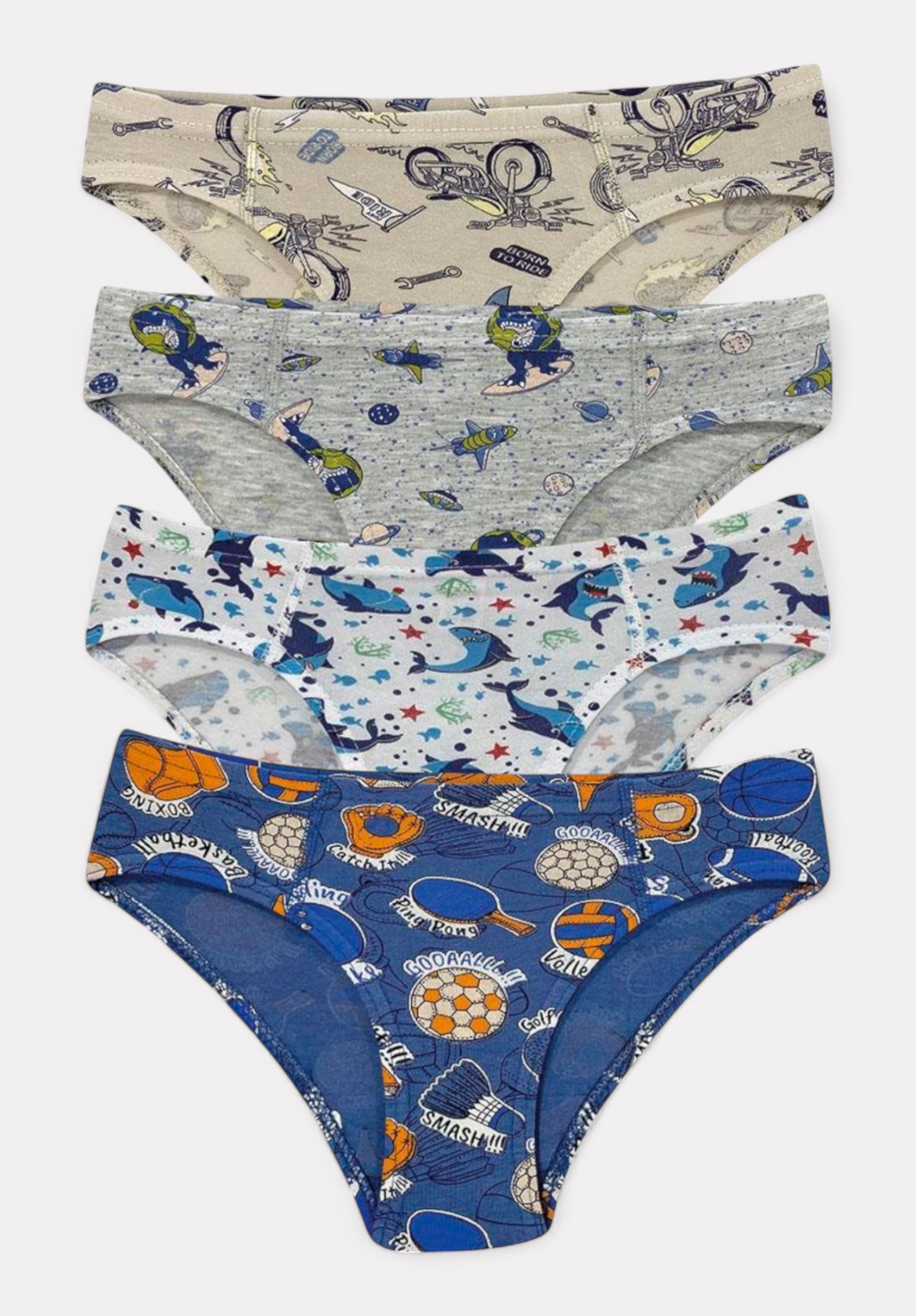 Kota Σλιπ παιδικό για αγόρι με τυπώματα βαμβακερό Kota σε οικονομική συσκευασία 4 τεμαχίων KT1018-Πολύχρωμο