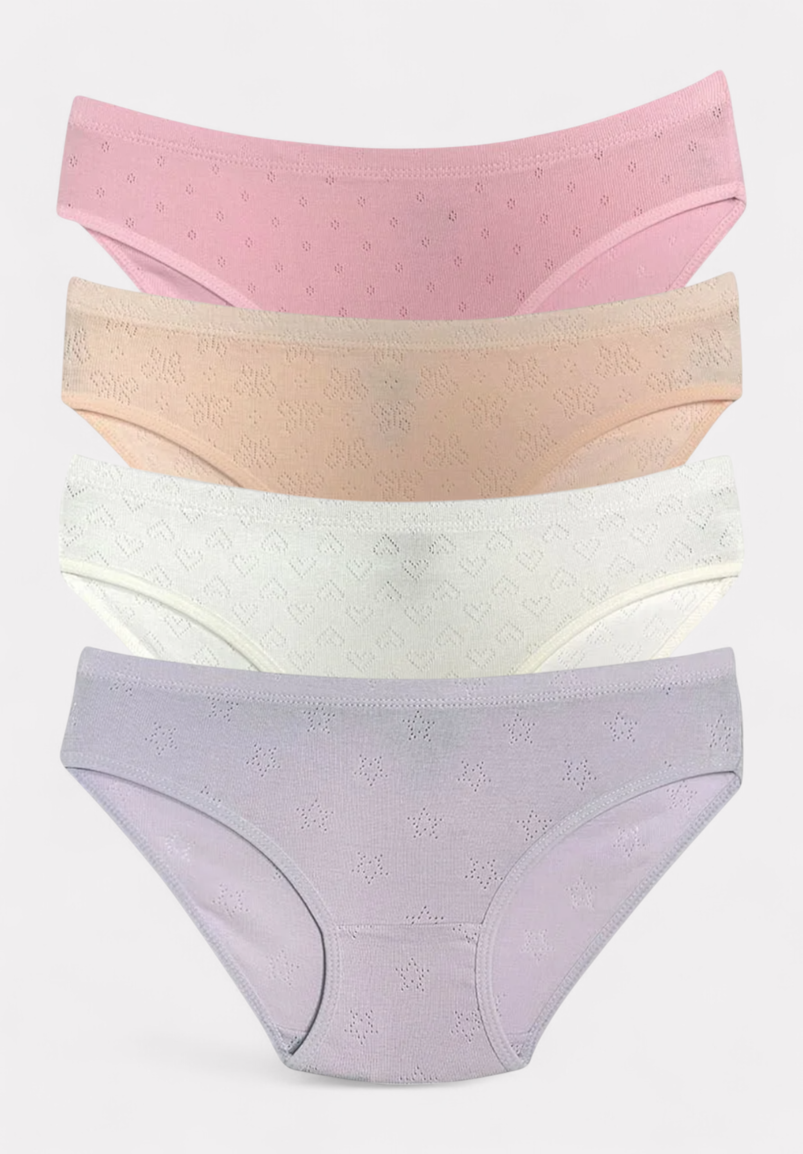 Kota Σλιπ για κορίτσι Kota βαμβακερά με ανάγλυφα σχέδια σε οικονομικό πακέτο 4 τεμαχίων KT3426-Πολύχρωμο