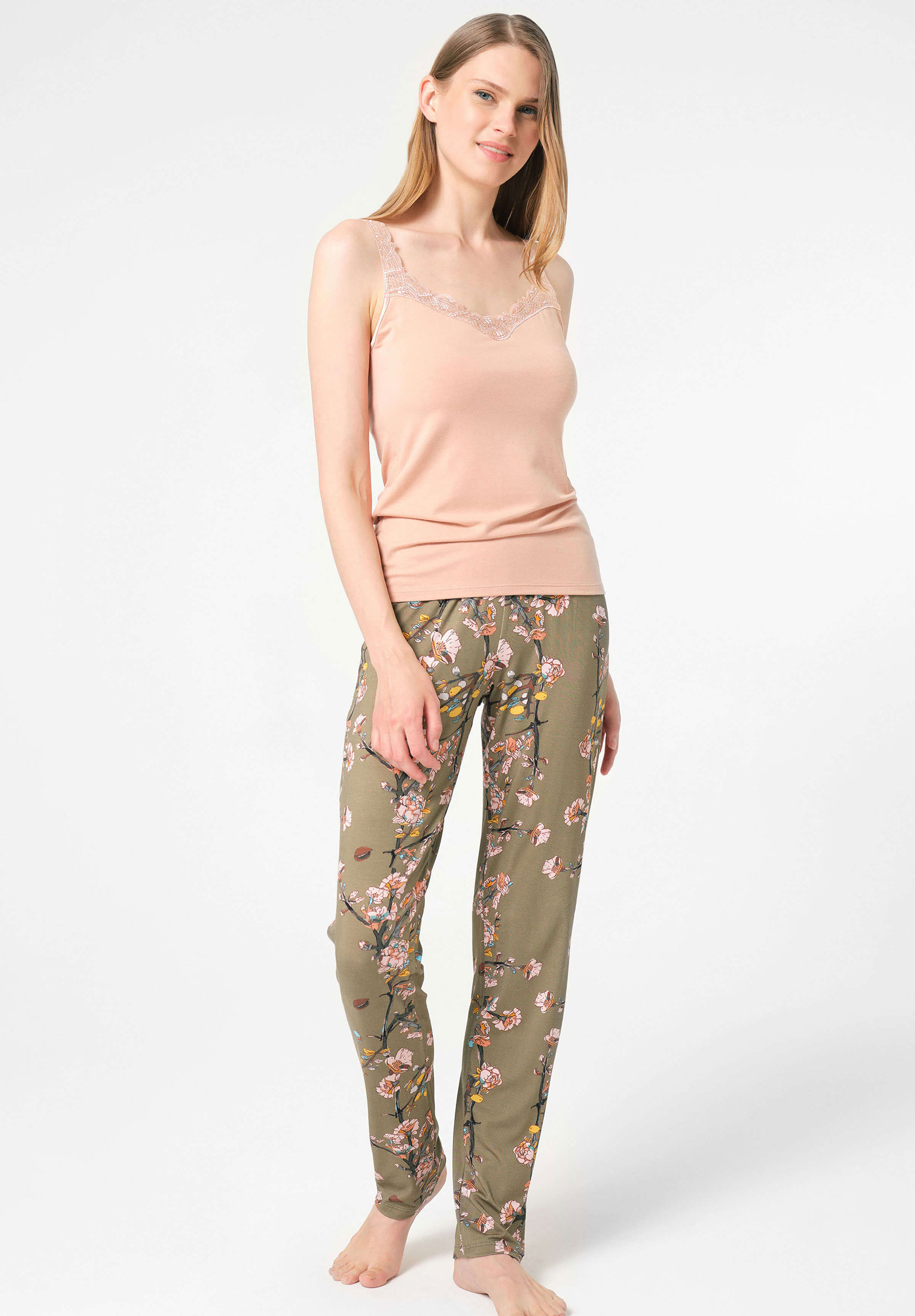 Πιτζάμα Σετ γυναικεία με ρόμπα Anil Viscoze Floral Πράσινο 5792ANL-Πράσινο φωτογραφία