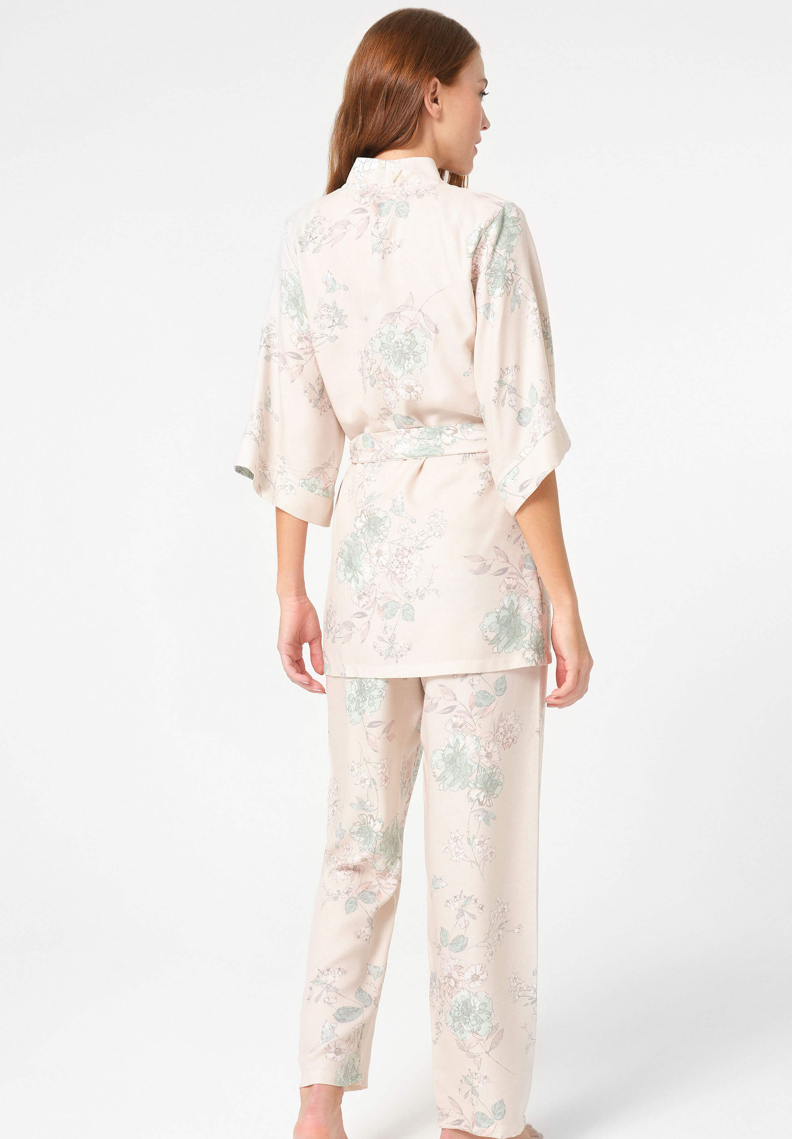 Πιτζάμα Σετ γυναικεία με ρόμπα Anil Modal Floral Πουδρα 5794ANL-Πούδρα φωτογραφία