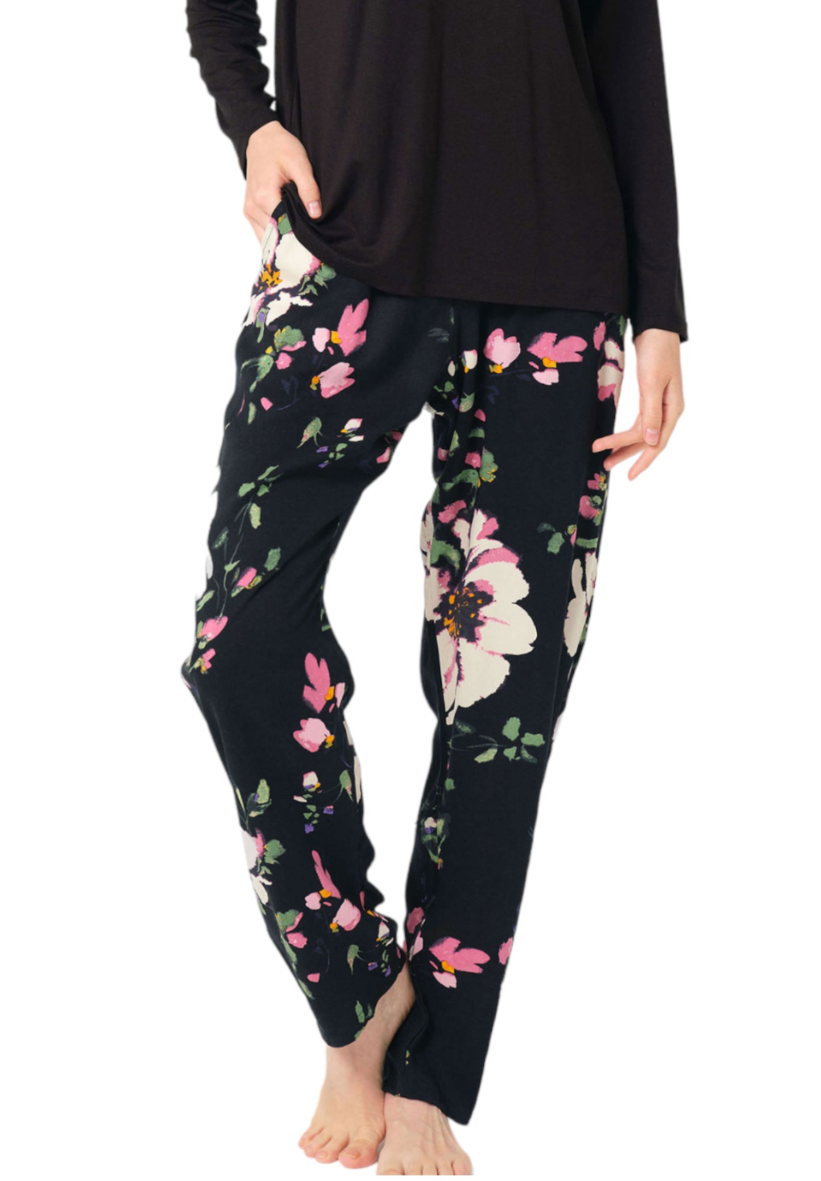 Πιτζάμα γυναικεία Anil Viscose με διαφάνεια και σχέδιο στην πλάτη Μαύρο 9837ANL-Μαύρο φωτογραφία