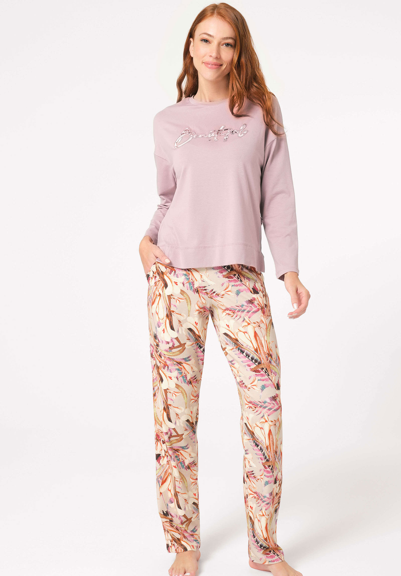 Anil Πιτζάμα γυναικεία Anil Modal με κεντημένο σχέδιο Beautiful Σάπιο Μήλο 9838ANL-Σάπιο Μήλο