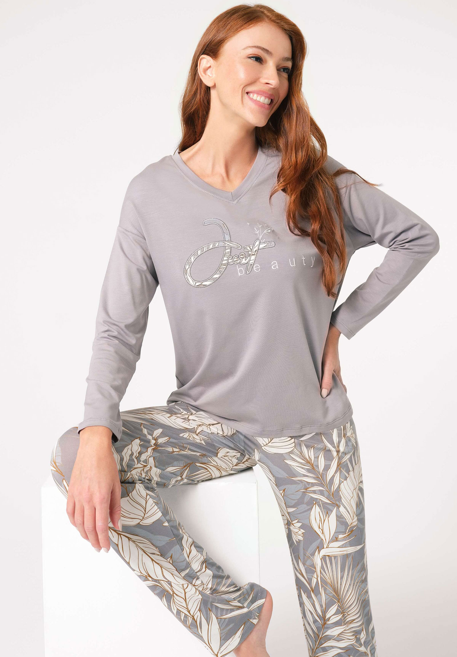 Πιτζάμα γυναικεία Anil Bamboo Beauty Γκρι 9841ANL-Γκρι φωτογραφία