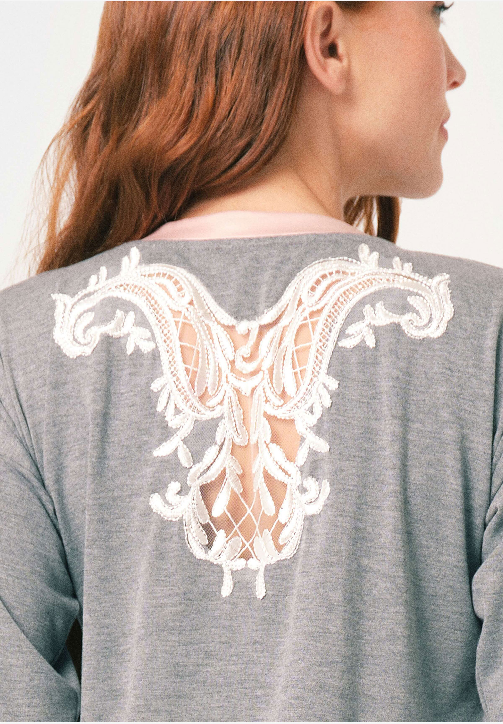 Πιτζάμα γυναικεία Anil Viscose με σχέδιο στην πλάτη Γκρι 9855ANL-Γκρι φωτογραφία