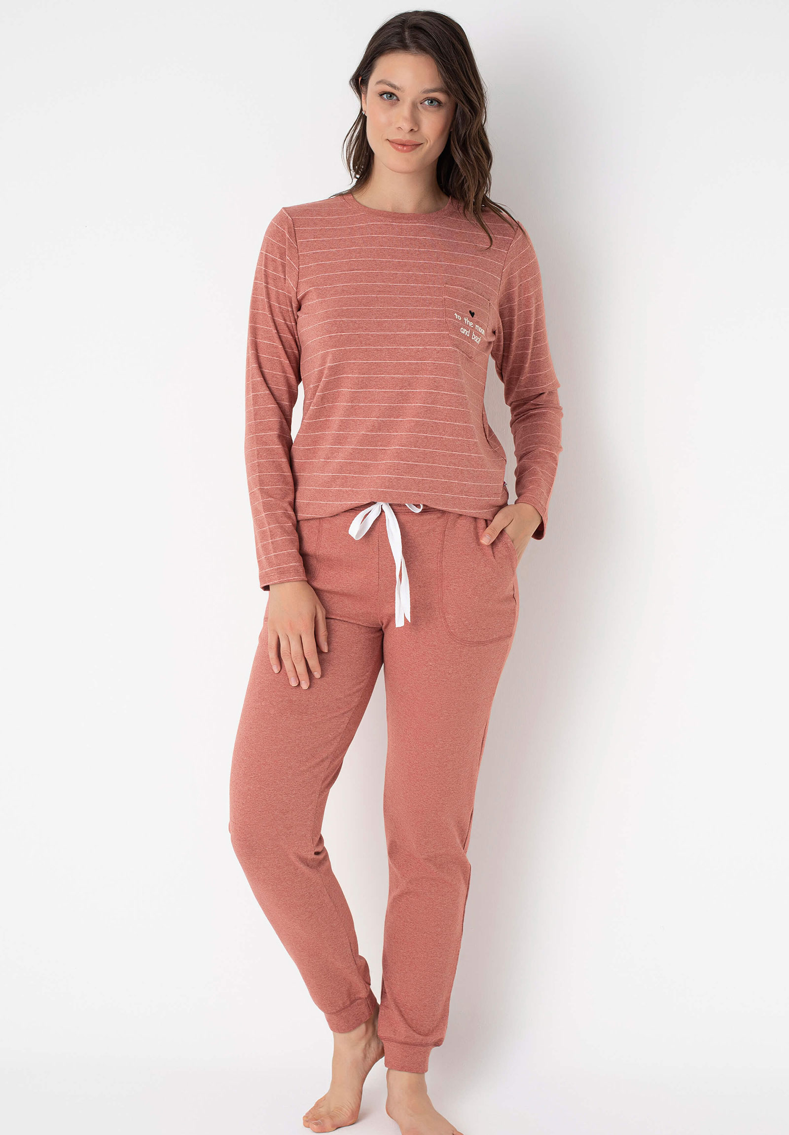 Πιτζάμα γυναικεία Anil Βαμβακερή To the Moon and Back Κεραμιδί 9859ANL-Κεραμιδί φωτογραφία